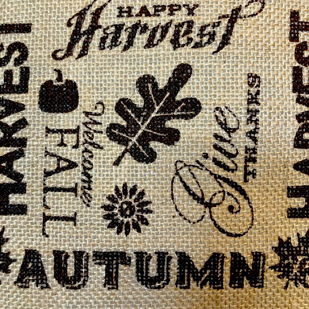 Fall Table Runner Autumn Happy Harvest Welcome Fall Give Thanks Burlap Linens